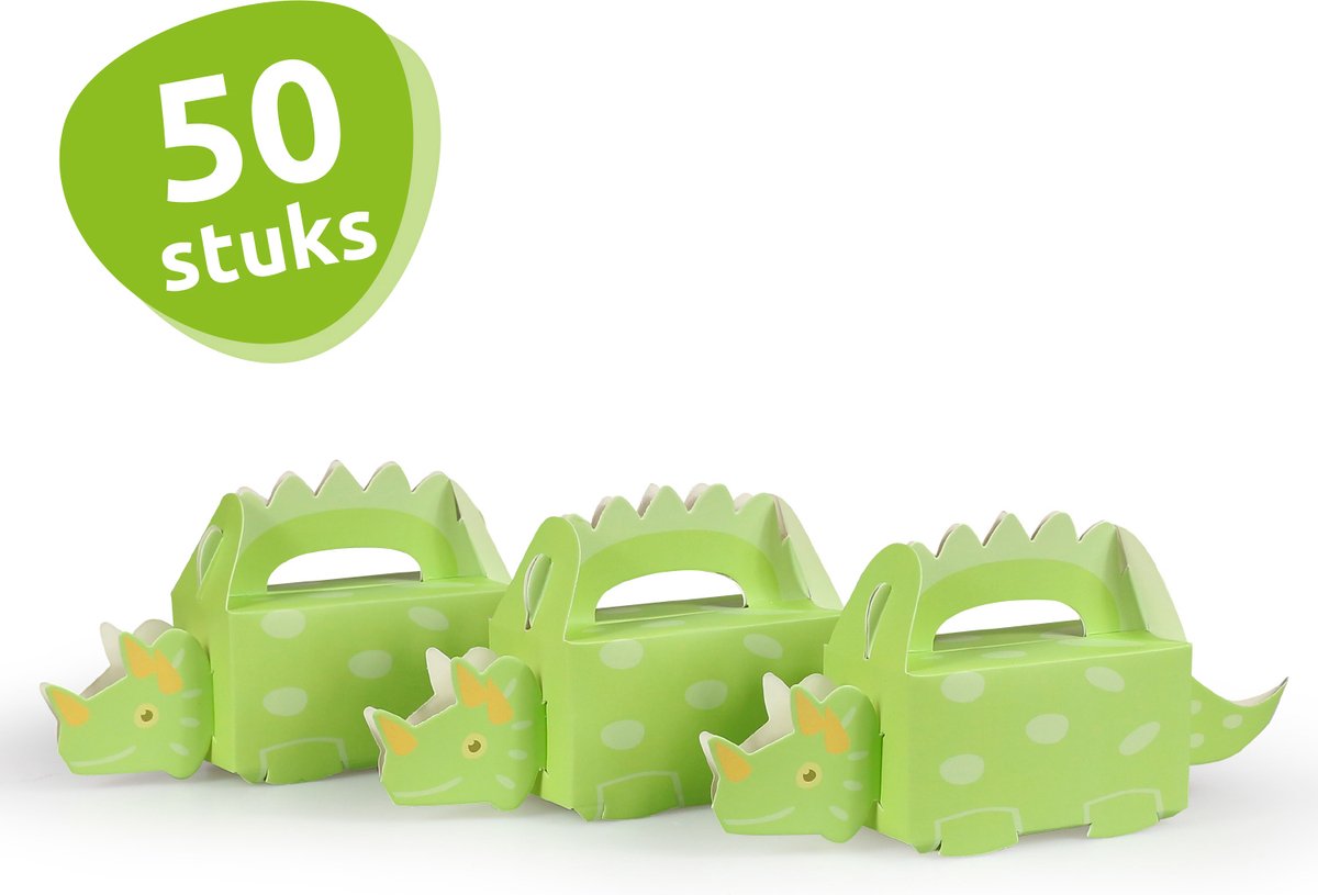 Isas Friends® - Traktatie Doosjes - Dino - Groen - 50 stuks - Uitdeeldoosjes - Uitdeelcadeautjes
